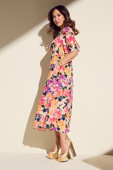 Myleene Klass Pink Floral Printed Tea Dress