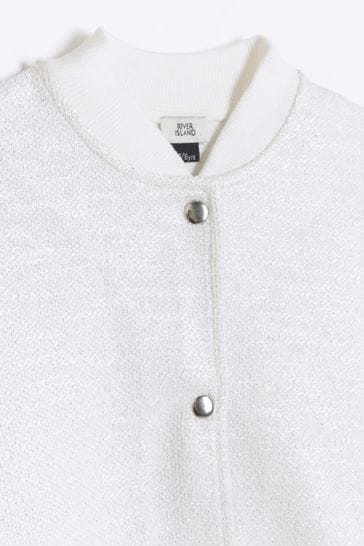 Girls white discount bomber jacket