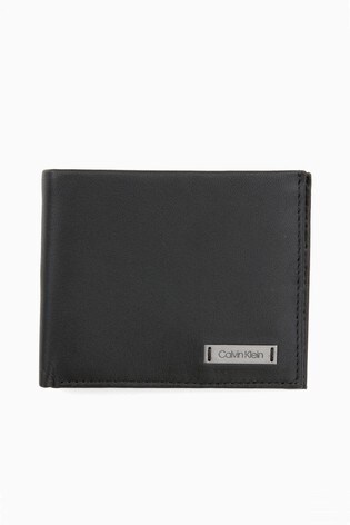 Calvin Klein Black Smooth Plaque Slim Bifold Wallet