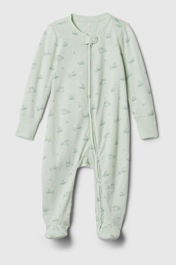 Gap Green Frogs First Favourites Graphic Sleepsuit (Newborn-9mths)