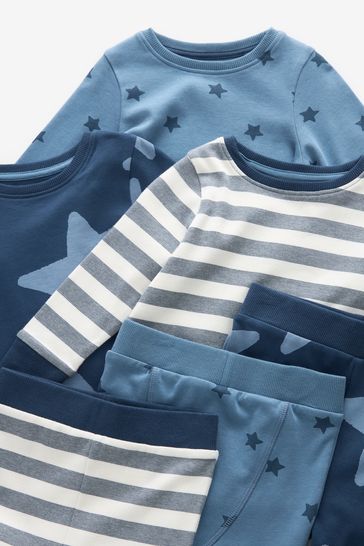Blue White Stars Snuggle 100 Cotton Pyjamas 3 Pack 9mths 10yrs