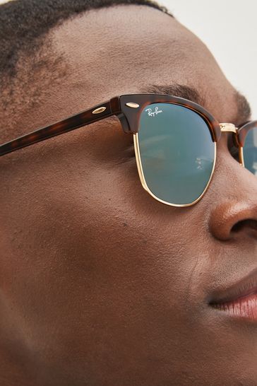 Ray Ban Havana Clubmaster Gradient Lens Sunglasses