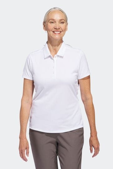 adidas Golf Womens Pale Blue  Solid  Short Sleeve Polo Shirt