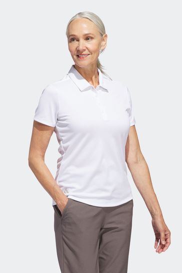 adidas Golf Womens Pale Blue Performance Solid Performance Short Sleeve Polo Shirt
