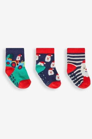 JoJo Maman Bébé Multi Kids' 3-Pack Father Christmas Socks