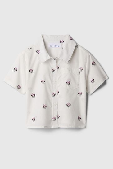 Gap White Disney Minnie Mouse Print Short Sleeve Shirt (Newborn-5yrs)