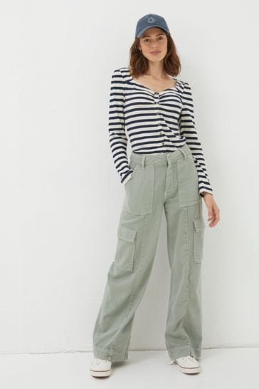 FatFace Green Bodi Belted Cargo Trousers