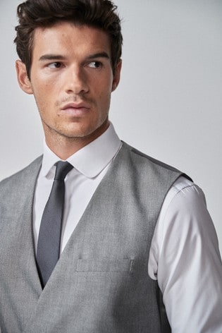 Buy Light Grey Suit Double Breasted Waistcoat from Next Luxembourg