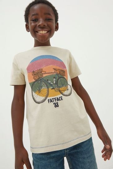 FatFace Natural Bike Sunset Jersey T-Shirt