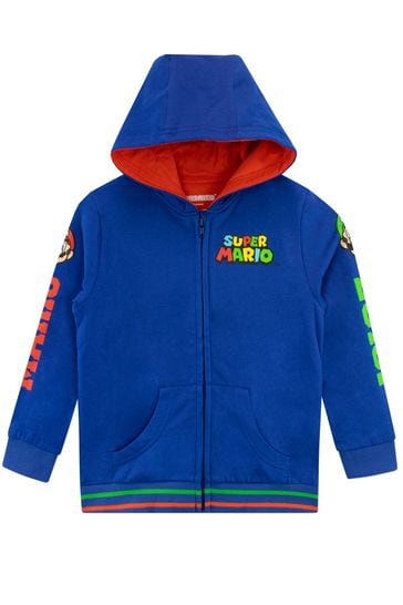 Character Blue Super Mario Zip Up 100 Cotton Hoodie