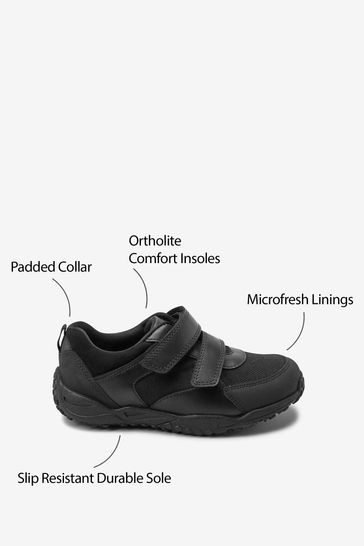 Black nike top strap shoes