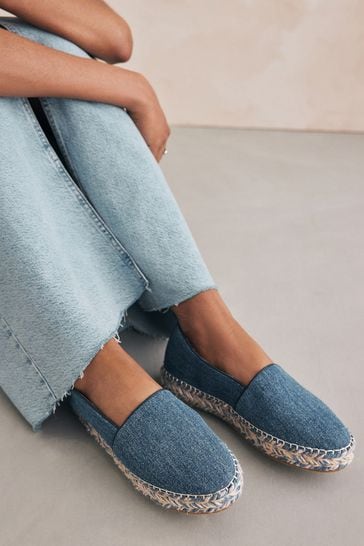 Blue denim espadrilles sales