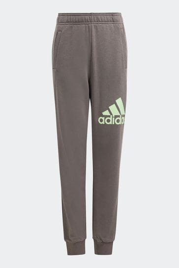 adidas Charcoal Grey Regular Fit Sportswear Essentials Big Logo Cotton Joggers