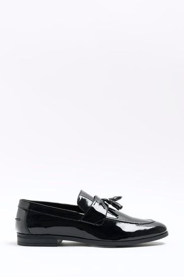 Buy River Island Patent Tassel Black Loafers from the Next UK