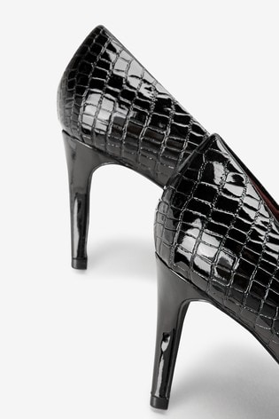 black croc court shoes