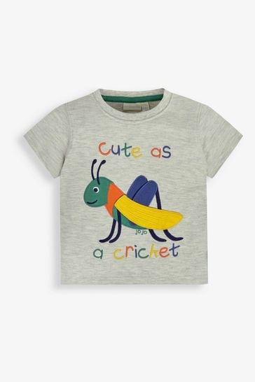 JoJo Maman Bébé Natural Cricket Appliqué T-Shirt