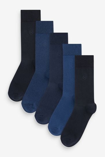 Pack de 5 pares de calcetines transpirables azul/azul marino con bordado
