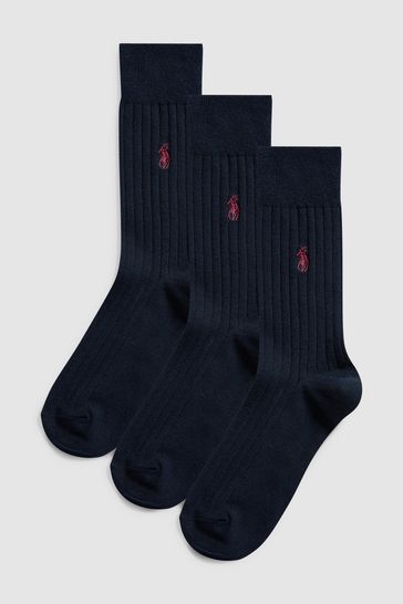 Pack de 3 pares de calcetines de media altura acanalados de Polo Ralph Lauren
