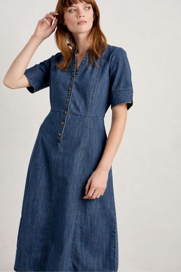 Ladies denim cheap midi dress