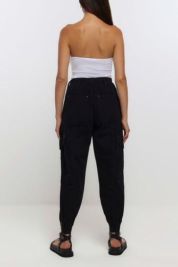 River island black cheap cargo pants