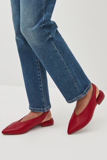 Red Forever Comfort® Leather Flat Slingbacks