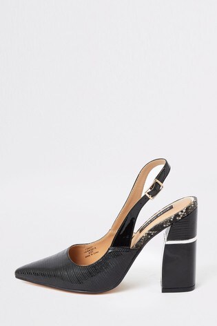 river island black block heels