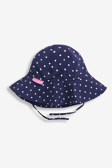 JoJo Maman Bébé Navy White Dot Girls' Dot Floppy Sun Hat
