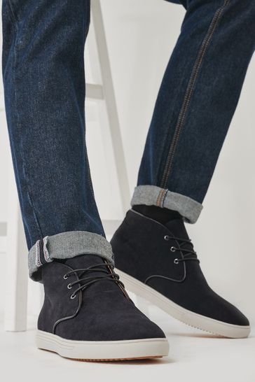 Navy Blue Slim Cupsole Boots