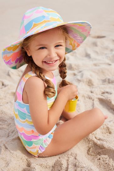 Multi Scallop Rainbow Swim Hat 3mths 10yrs