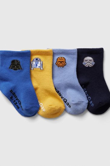 Gap Blue and Yellow Star Wars Crew Socks 4 Pack