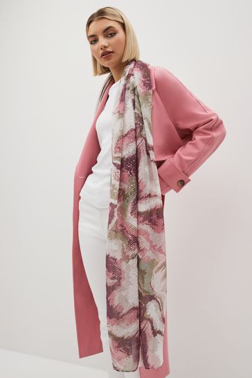 Pink Marble Foil Lightweight Scarf