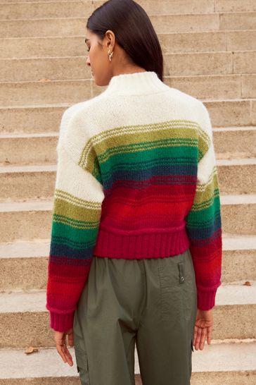Green and sales red striped jumper