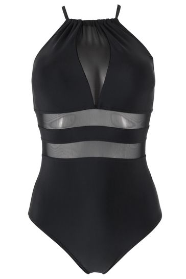 High neck shop mesh swimsuit