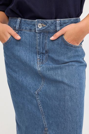 Mid length denim outlet skirts green
