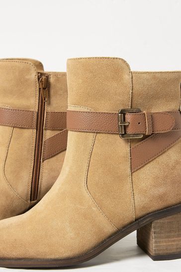 Buy FatFace Freya Brown Suede Block Heel Ankle Boots from Next Bahrain