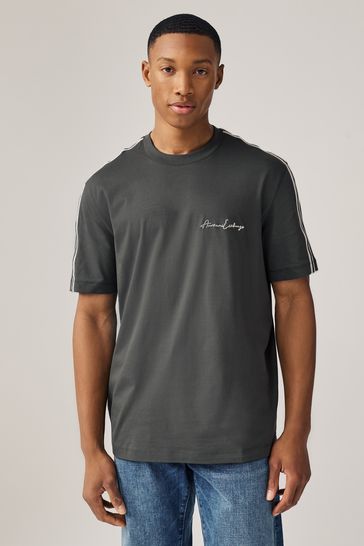 Armani Exchange Stripe Tape Sleeve Script Logo T-Shirt