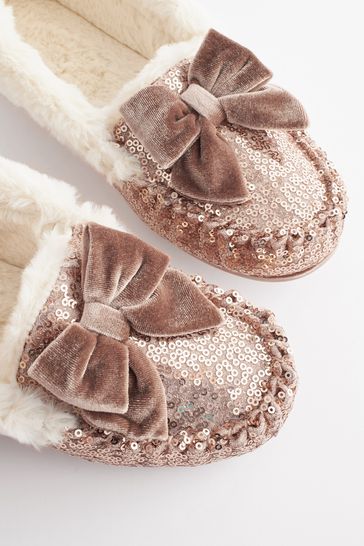 Glitter moccasin slippers 2025