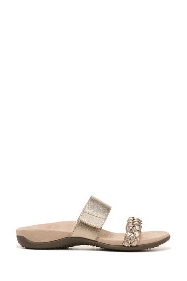 Buy Vionic Metal Tumbled Leather Jeanne Slides from Next Hungary