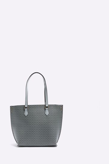 Grey ri monogram print sales shopper handbag