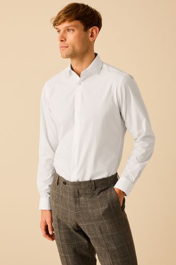 Buy White Penny Collar Easy Care Single Cuff Shirt from Next Netherlands