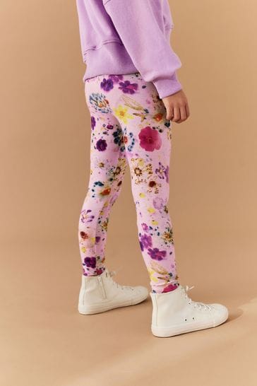 Purple floral leggings outlet