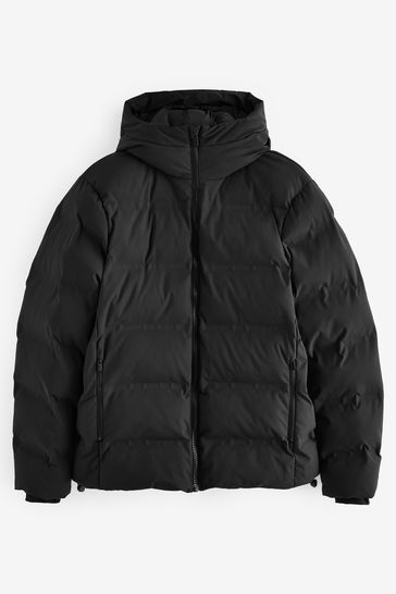 Buy Black Regular Length Shower Resistant Heatseal Hooded Puffer Coat from Next Bahrain