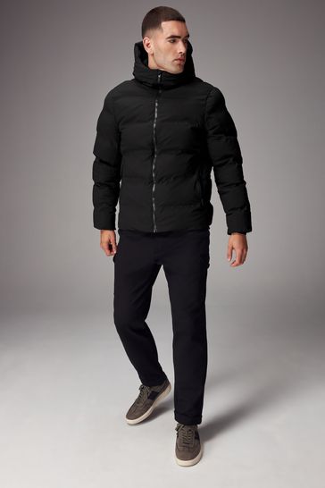 Buy Black Regular Length Shower Resistant Heatseal Hooded Puffer Coat from Next Bahrain