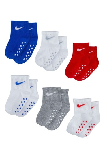 Nike Blue 6 Pack Baby Gripper Socks
