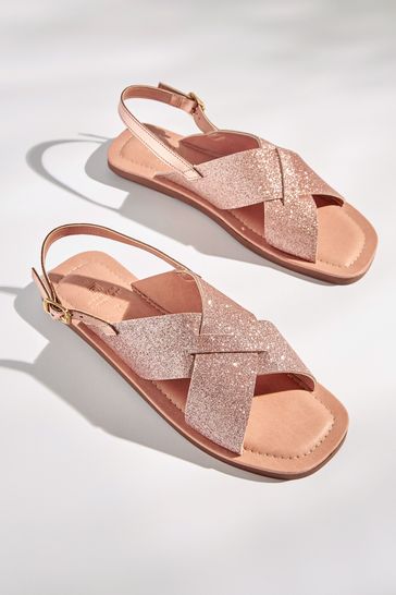 Gold crossover discount sandals
