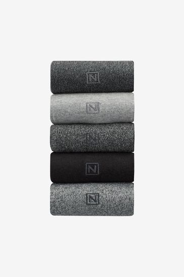 Pack de 5 pares de calcetines transpirables grises con bordado