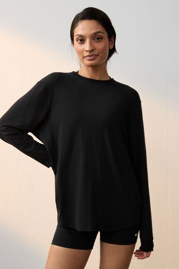 Buy Nike Black One Relaxed Dri FIT Long Sleeve Fitness Top from Next Netherlands