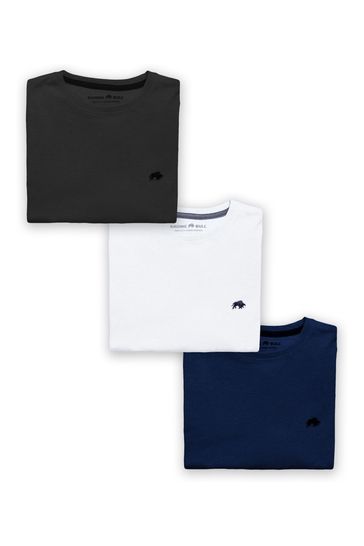 Raging Bull Black/White/Blue Multipack Classic Organic T-Shirt