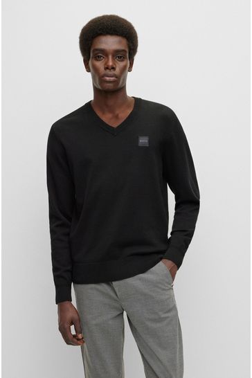 BOSS Black Kanovano V-Neck Cashmere Blend Jumper