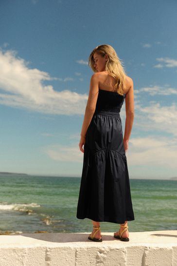 Buy Black 100 Cotton Shirred Bandeau Midi Summer Dress from Next Bahrain